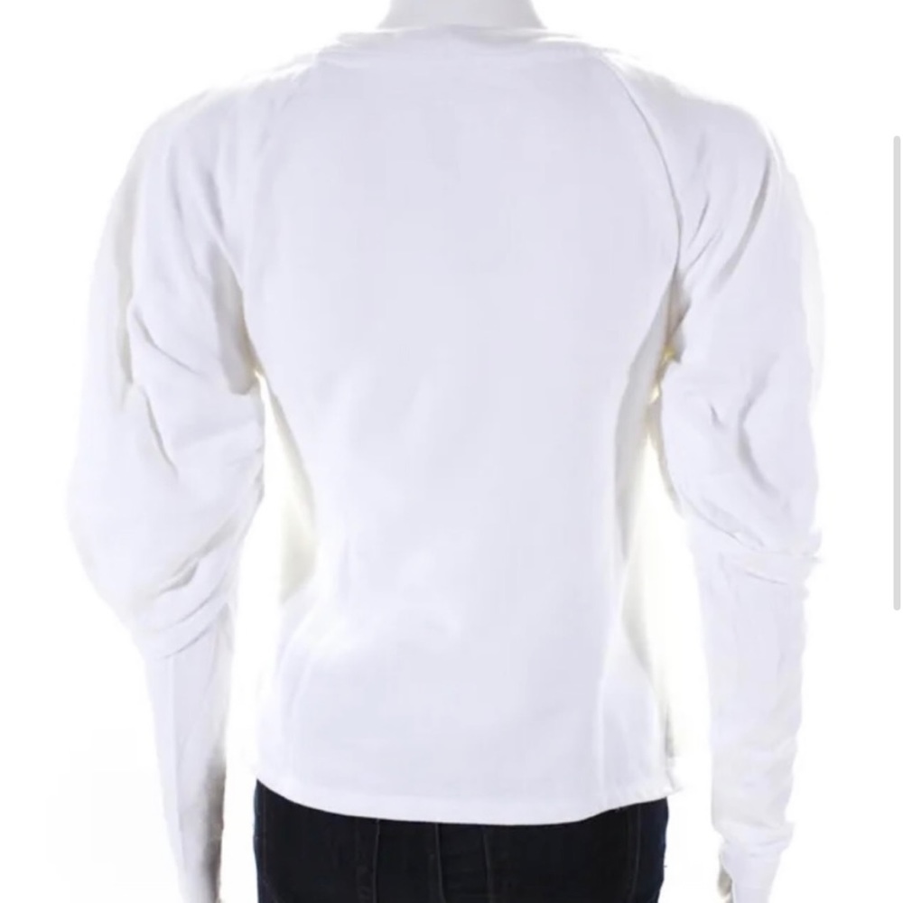 GOEN.J | XS / SP / 4 | White Puffed Sleeve White Cotton Pullover Sweatshirt Top